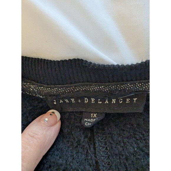 Jane + Delancey Sweatshirt Women's 1X Black Cheetah Print Leopard Metallic Comfy - Picture 3 of 13